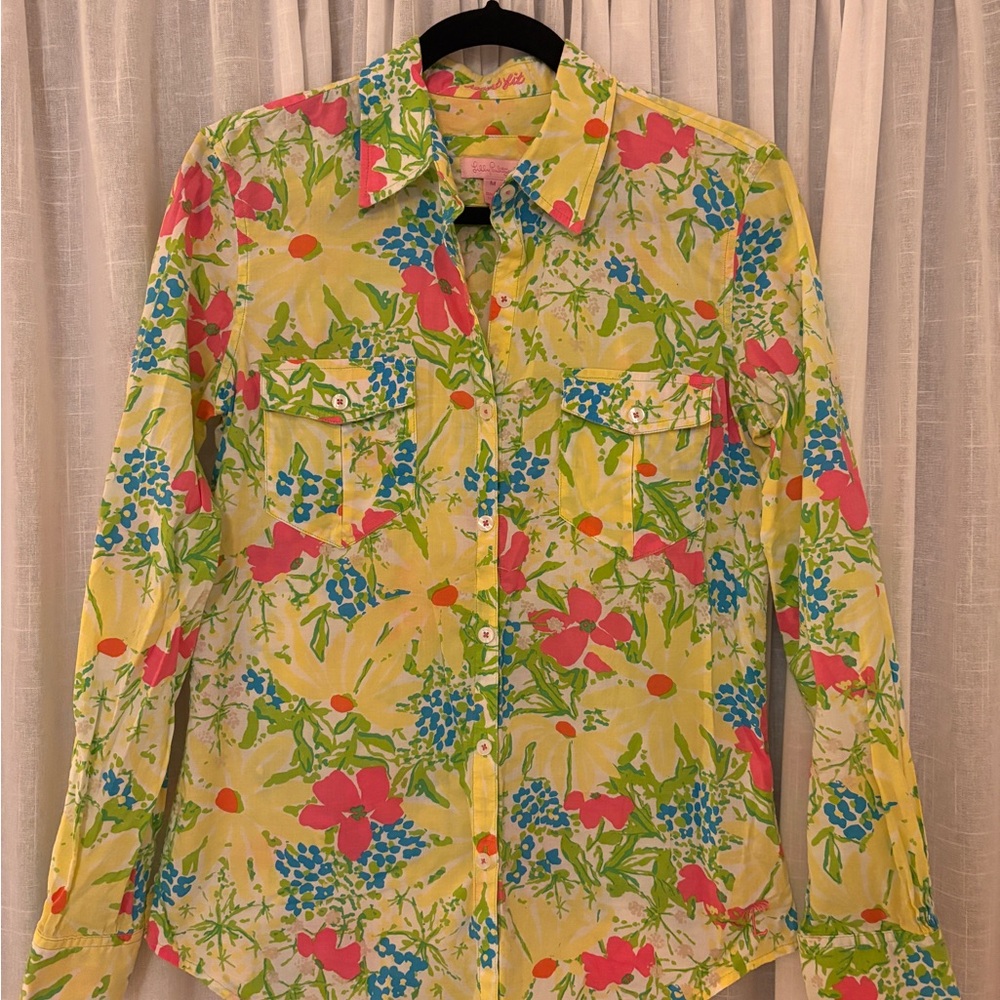 Lilly Pulitzer Resort Collection Vibrant Floral Button Down Shirt